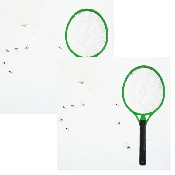 Electric Fly Swatter, Battery Powered Bug Zapper Racket for Mosquitoes Flies, Handheld Insect Killer Bat with 3-Layer Safety Mesh, Safe to Touch for Indoor Outdoor Pest Control