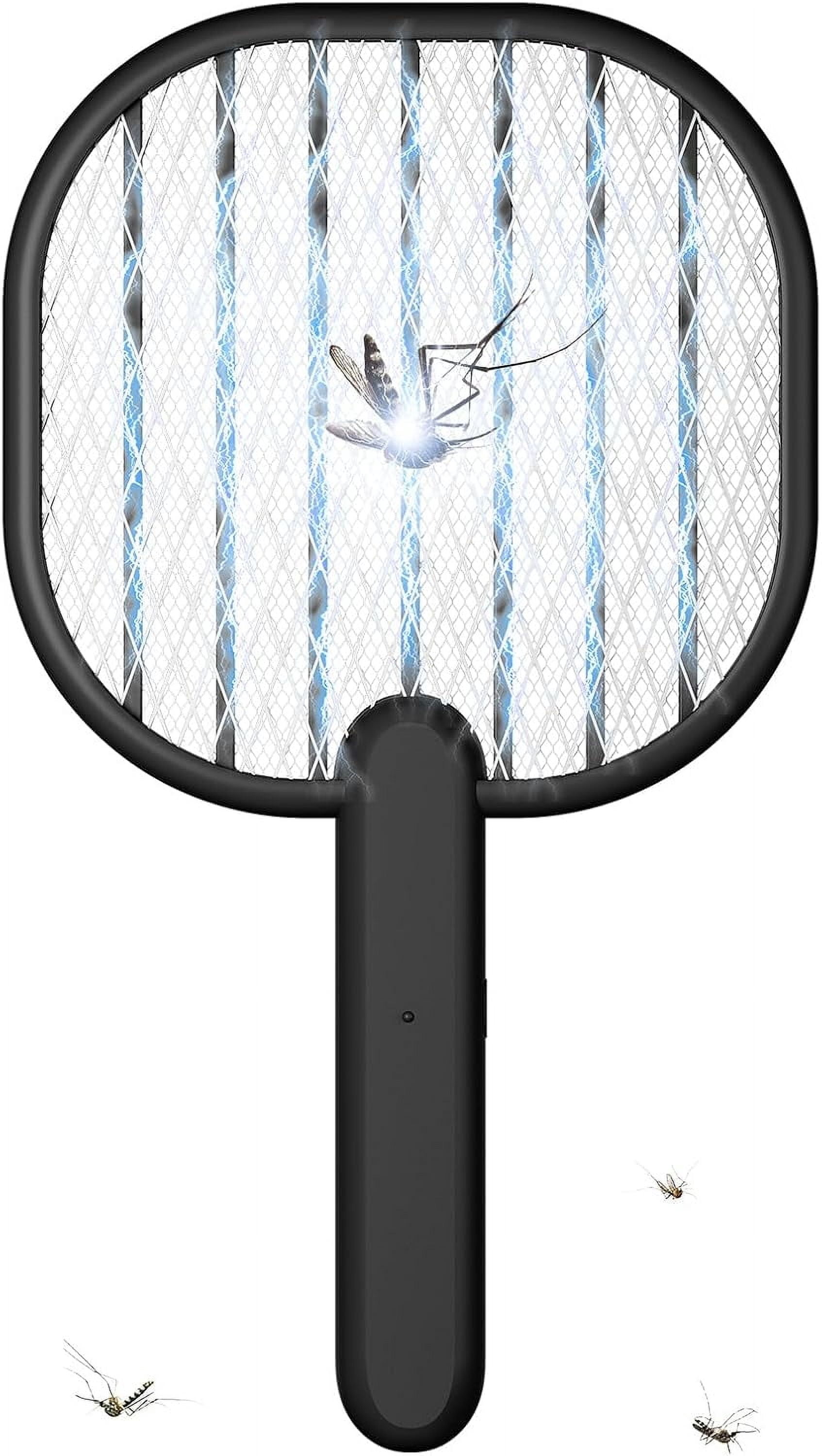 Electric Fly Swatter Bug Zapper: 3500V Mosquito Killer Racket with USB Rechargeable Insect Trap Pest Control Handheld Lightweight 5-Layer Safety Mesh for Indoor Home Office Backyard Patio Camping