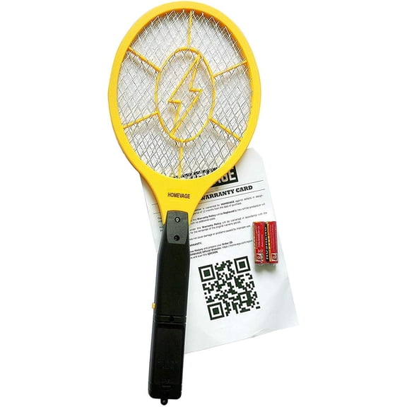 Electric Fly Swatter - Bug Zapper - Best High Voltage Handheld Mosquito Killer - Wasp, Fruit Fly, Insect Trap Racket for Indoor, Travel, Camping and Outdoor Control (2 AA Batteries Included)