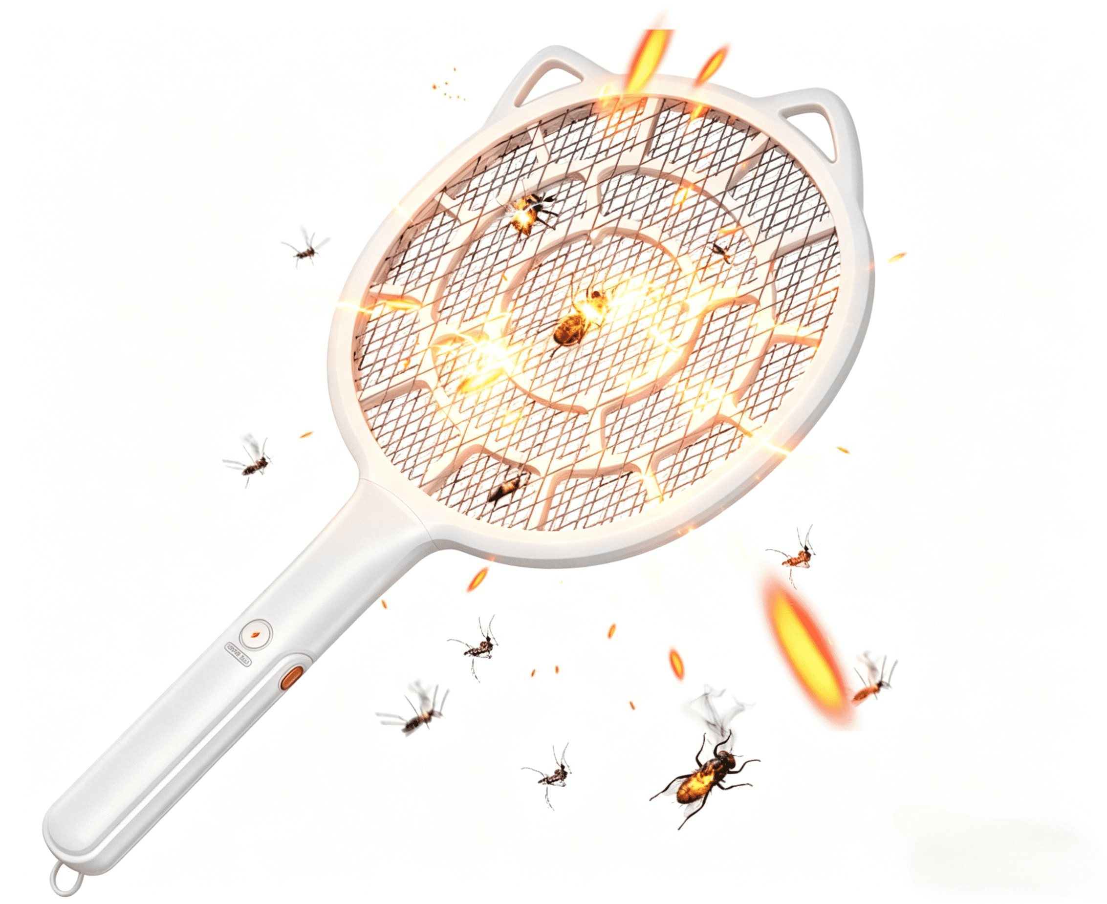 Electric Fly Swatter, Bug Zapper Mosquito Zapper Racket, Gold Zone Voltage Dense Mesh Lightweight Handheld Zapper, AA Battery Powered Indoor Outdoor Safe Bug Control for Home Kitchen Bedroom