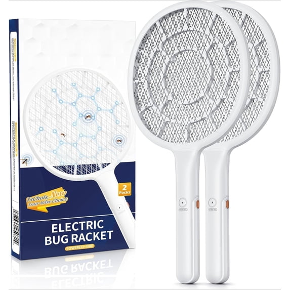 Electric Fly Swatter, Bug Zapper, Mosquito Zapper Racket | Gold Zone Voltage, Densest 3 mm Mesh, Apple-Like Weight - AA Battery Powered (not incl.) - Indoor & Outdoor Use with Pro Swat Tips