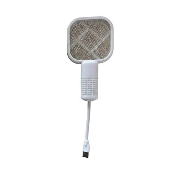 Electric Fly Swatter Bug Zapper Racket with Rechargeable Battery Layer Safety Mesh Dual Modes for Indoor or Outdoor Use(White)