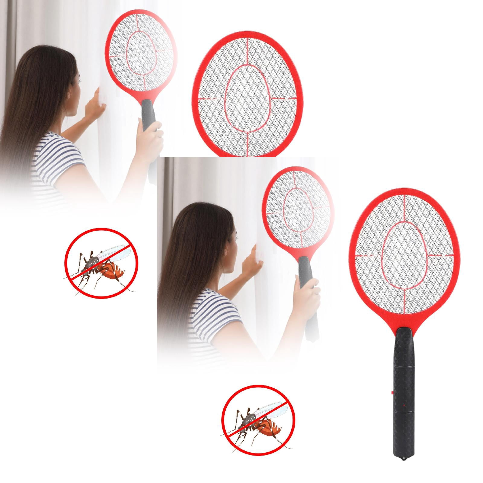 Electric Fly Swatter Bug Zapper, Rechargeable Handheld Mosquito Racket with 3-Layer Safety Mesh, Battery Operated Insect Killer for Indoor Outdoor Use, Large Size Tennis Killing Zap