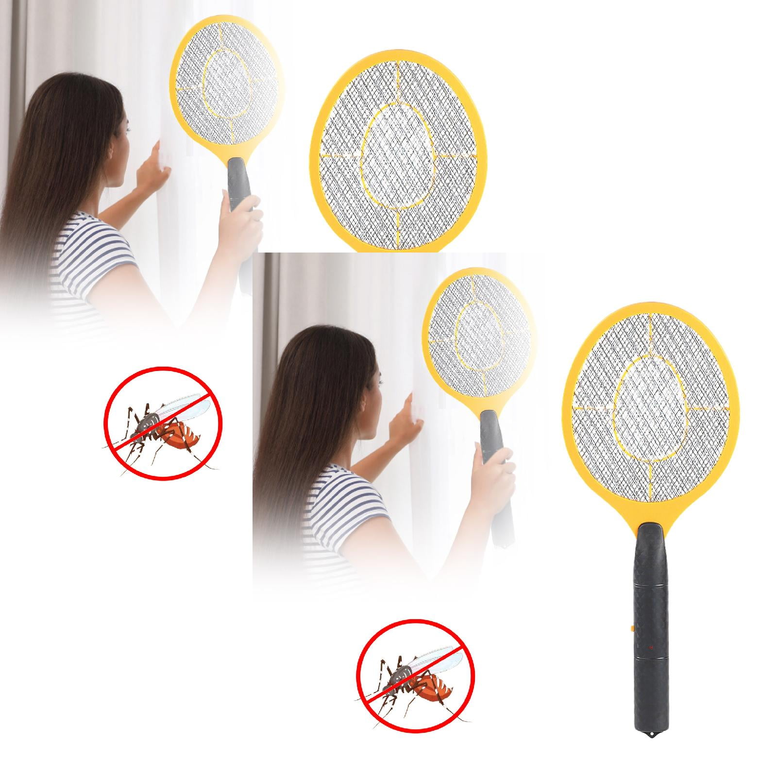 Electric Fly Swatter Bug Zapper, Rechargeable Handheld Mosquito Racket with 3-Layer Safety Mesh, Battery Operated Insect Killer for Indoor Outdoor Use, Large Size Tennis Killing Zap