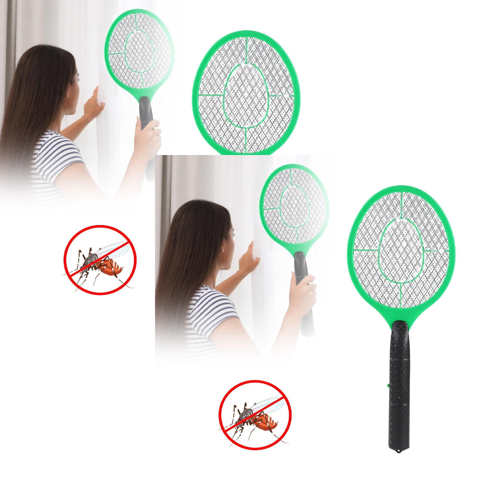 Electric Fly Swatter Bug Zapper, Rechargeable Handheld Mosquito Racket with 3-Layer Safety Mesh, Battery Operated Insect Killer for Indoor Outdoor Use, Large Size Tennis Killing Zap
