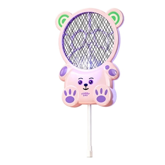 Electric Fly Swatter, Electric Fly Swatter, Bug Zapper Companion, Mosquito Killer Racket, Mosquito & Insect Killer, Handheld Pest Control, Indoor & Outdoor Use - Pink