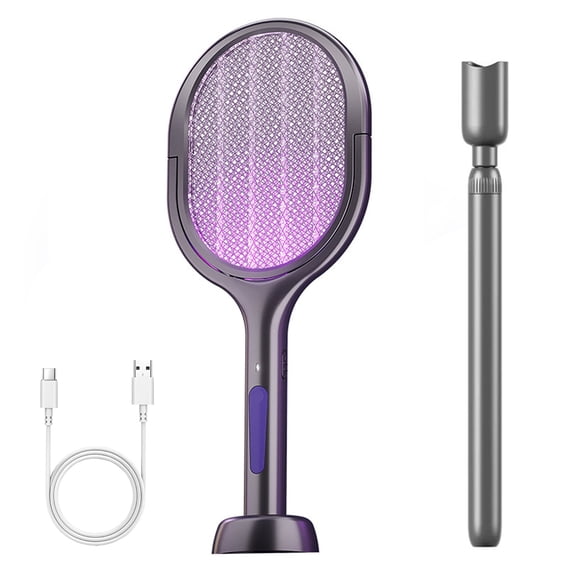 Electric Fly Swatter with Extendable Handle & Rotating Head, 3000V Rechargeable Bug Zapper Racket, 1200mAh Long Lasting, Reach Every Corner, Indoor Outdoor Mosquito Swatter