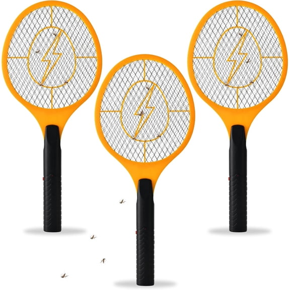 Electric Fly Swatter, Pack of 3 Bug Zapper, Fly Zapper, Handheld Powerful 3000V Zapper Racket for Indoor, Mosquito & Flies - Racket Catcher with 3-Layer Safety Mesh