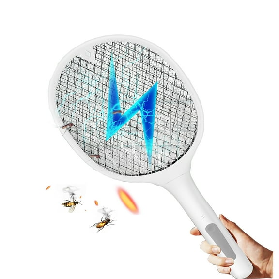 Electric Fly Swatter Racket - Bug Zapper Racket with Powerful Grid - Easy to Use, Lightweight - Indoor & Outdoor Use - Empirical Use Tips (Included) - AA Battery Required (Not Included)