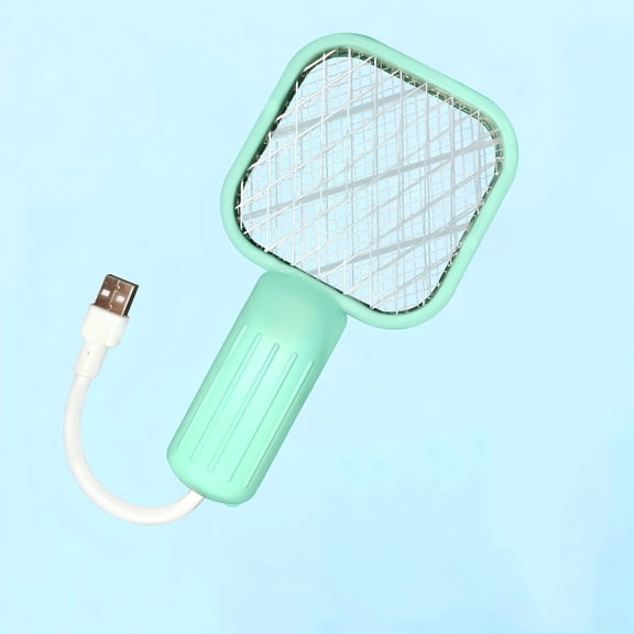 Electric Fly Swatter Racket Fly Zapper - Powerful Mosquito Zapper Racket Foldable Hanging Standing Handheld Rechargeable Fly Killer, 3-Layer Safe for Humans Pets (green)