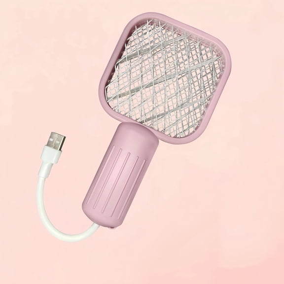 Electric Fly Swatter Racket Fly Zapper - Powerful Mosquito Zapper Racket Foldable Hanging Standing Handheld Rechargeable Fly Killer, 3-Layer Safe for Humans Pets (pink)