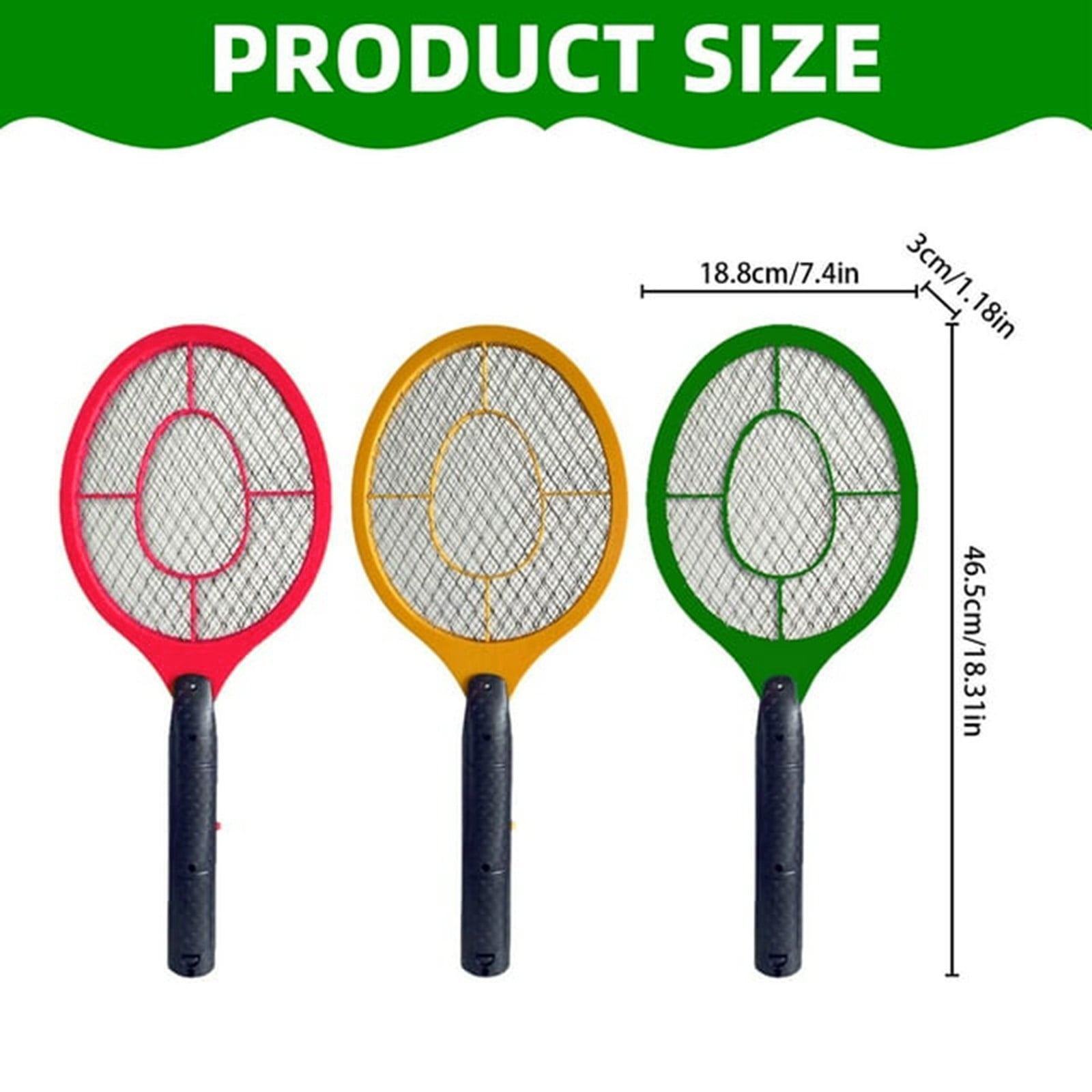Electric Fly Swatter Racket for Indoor & Outdoor Use, Battery Operated Bug Zapper with 3-Layer Safety Mesh, Handheld Mosquito & Insect Killer (2 AA Batteries Not Included)