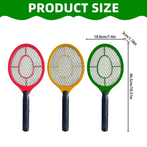 Electric Fly Swatter Racket for Indoor & Outdoor Use, Battery Operated Bug Zapper with 3-Layer Safety Mesh, Handheld Mosquito & Insect Killer (2 AA Batteries Not Included)