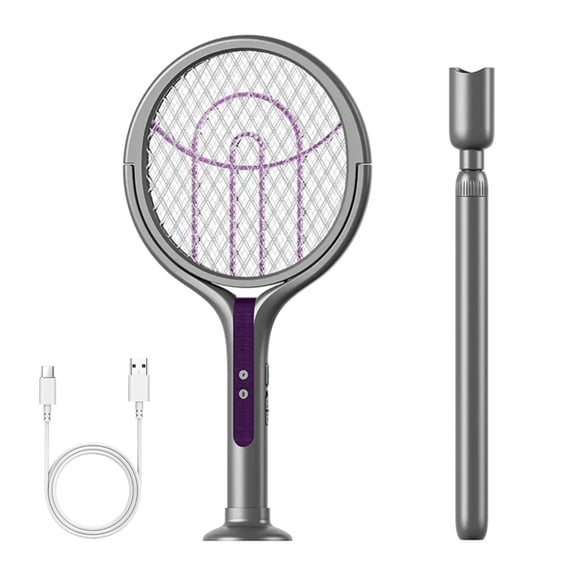 Electric Fly Swatter Racket with Rotating Head & Telescopic Handle, 2-in-1 Bug Zapper,4000V Bug Zapper with 1800mah Rechargeable Battery for Indoor & Outdoor Use