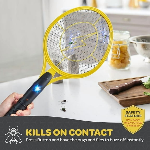 Electric Fly Swatter [Set of 2] Handheld Bug Zapper Racket for Indoor/Outdoor - 4000 Volt Fly Swatter - Instant Bug & Mosquito killer with Attractant LED light - USB Rechargeable Portable Fly Zapper.