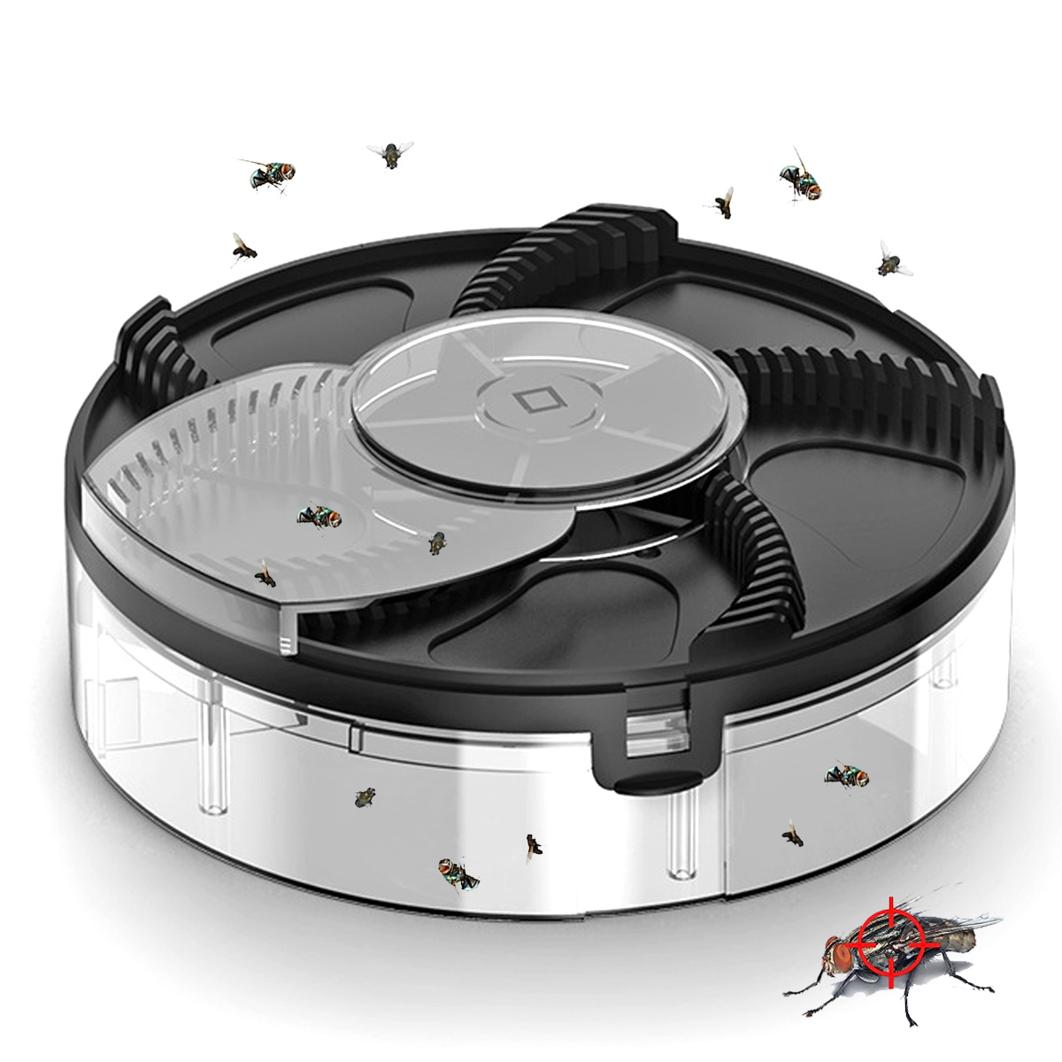 Electric Fly Trap, Auto Rotate Resueable Catcher for House Fly, Instant Quick Indoor Fly Control Device, Non-Toxic,No Noise, Safe Washable Fly Traps - Style 1