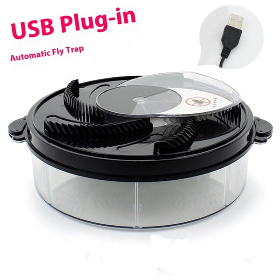 Electric Fly Trap Fly Catcher Pest Device Flying Insect Trap Automatic Indoor Pest Traps Reject Control Catcher Repellents Tools for Patios Ranch (black,USB)