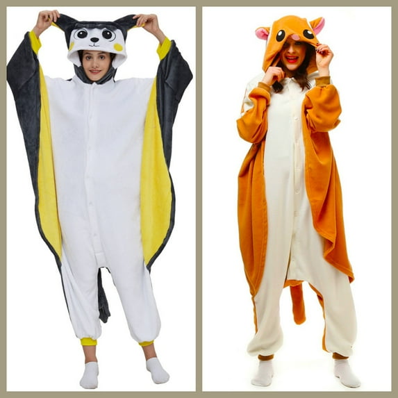 Electric Flying Mouse and Flying Cat Onesies Adult One-Piece Pajamas Jumpsuit Sleepwear Nightgown Hooded Homewear