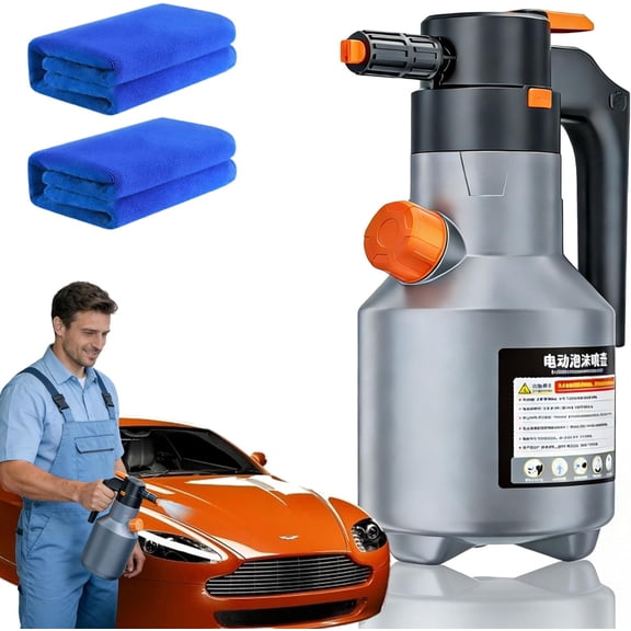 Electric Foam Sprayer Car Wash, 2l Portable Handheld High-Pressure Cleaner, Car Cleaning Spray Bottle, Multifunctional, Large Capacity, Long Battery Life, for Cars, Kitchen, Household Cleaning (A)