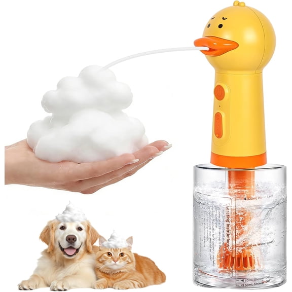 Electric Foaming Shampoo Dispenser for Dogs Cats, Rechargeable Pet Soap Sprayer, 350ml, IPX7 Waterproof