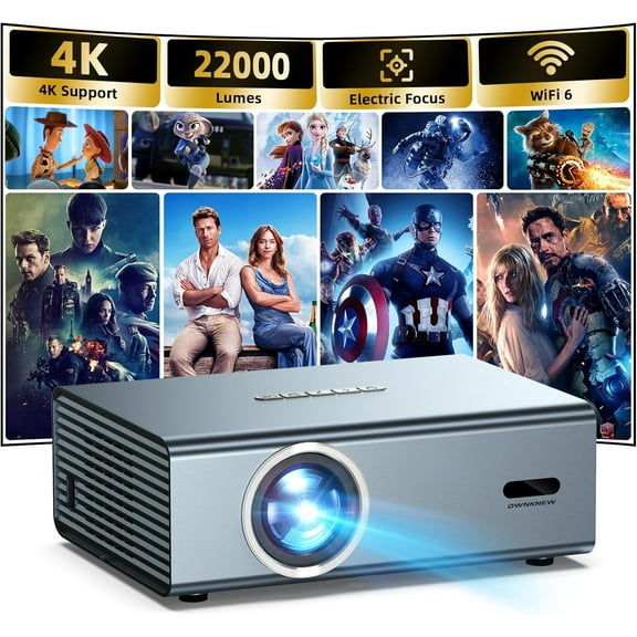 Electric Focus 4K Support Projector with WiFi6 and Bluetooth 5.3, Outdoor Projectors for Outside Video Use, Gaming Movie Proyector, Auto Keystone Correction