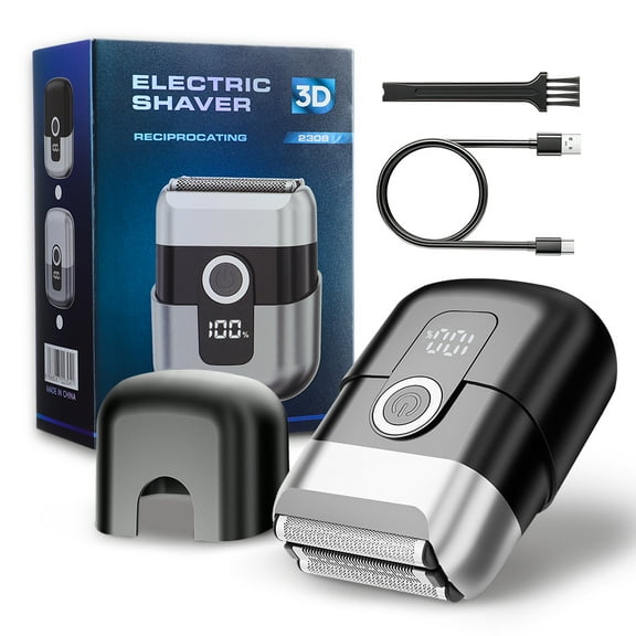 Electric Foil Shaver, Portable Mini Electric Razor with 3 Floating Blades&LED Display, Upgraded Foil Shaver for Face, IPX7 Waterproof Wet Dry Compact Beard Trimmers for Travel & Home, Gifts for Men