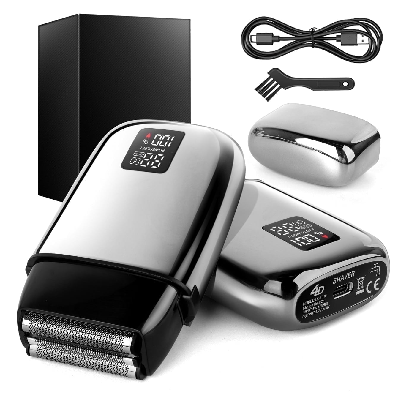 Obacre Foil Electric Razor Cordless Portable Shaver with LED Display for Men