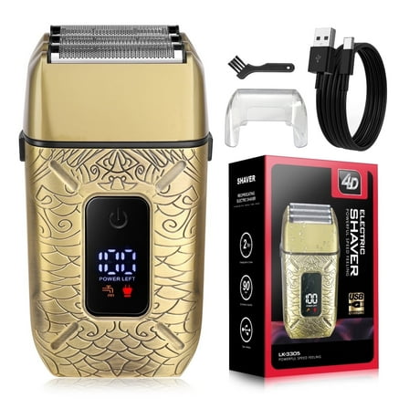 Electric Foil Shavers for Men,Mini Electric Razor with Big LED Display & 3 Floating Blades, IPX7 Waterproof Wet Dry Face Razor, Portable for Travel, USB Type C