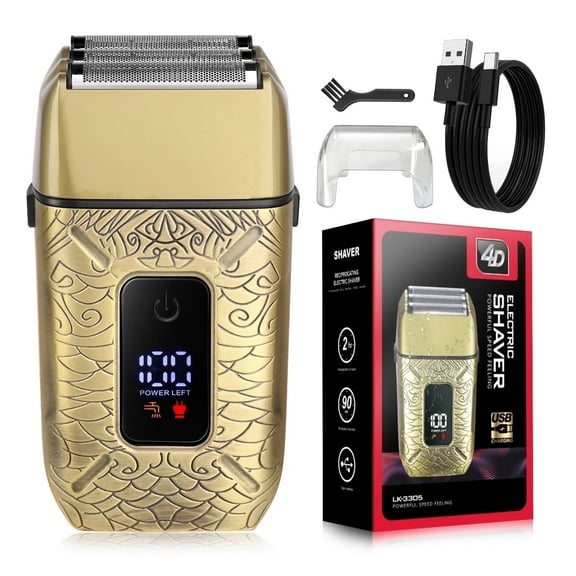 Electric Foil Shavers for Men,Mini Electric Razor with Big LED Display & 3 Floating Blades, IPX7 Waterproof Wet Dry Face Razor, Portable for Travel, USB Type C