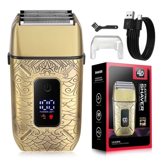 Electric Foil Shavers for Men,Mini Electric Razor with Big LED Display & 3 Floating Blades, IPX7 Waterproof Wet Dry Face Razor, Portable for Travel, USB Type C