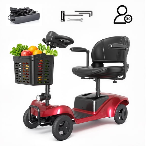Electric Foldable Mobility Scooter for Adults, 350W Motor, 6.5 MPH Max Speed, 14.5 Miles Range, 290 lbs Capacity, Portable Scooter with Basket, LED Headlight & Easy Control Panel for Seniors