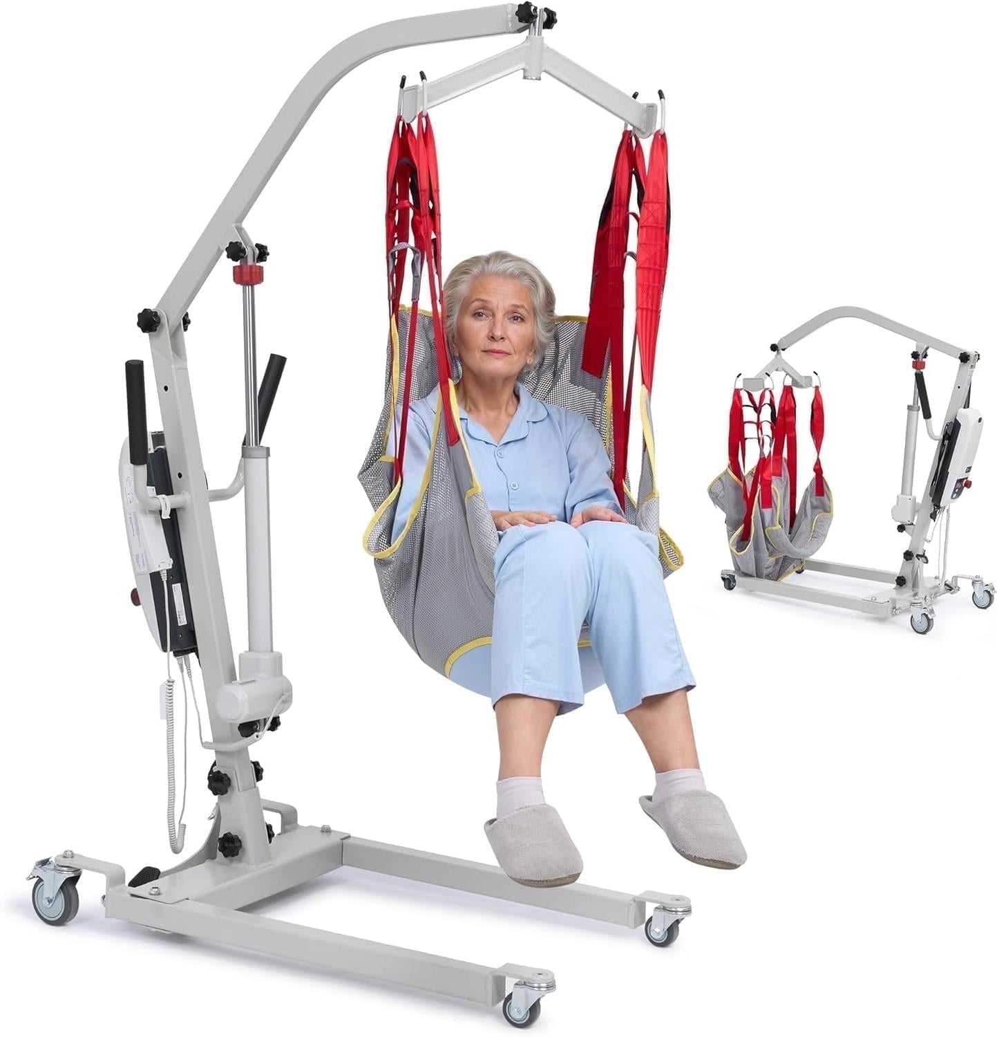 Naipo Electric Transfer Patient Lift, Medical Carbon Steel Body Transfer Lift w/Sling for Seniors, Bed & Chair Use, 510lb Weight Capacity, White