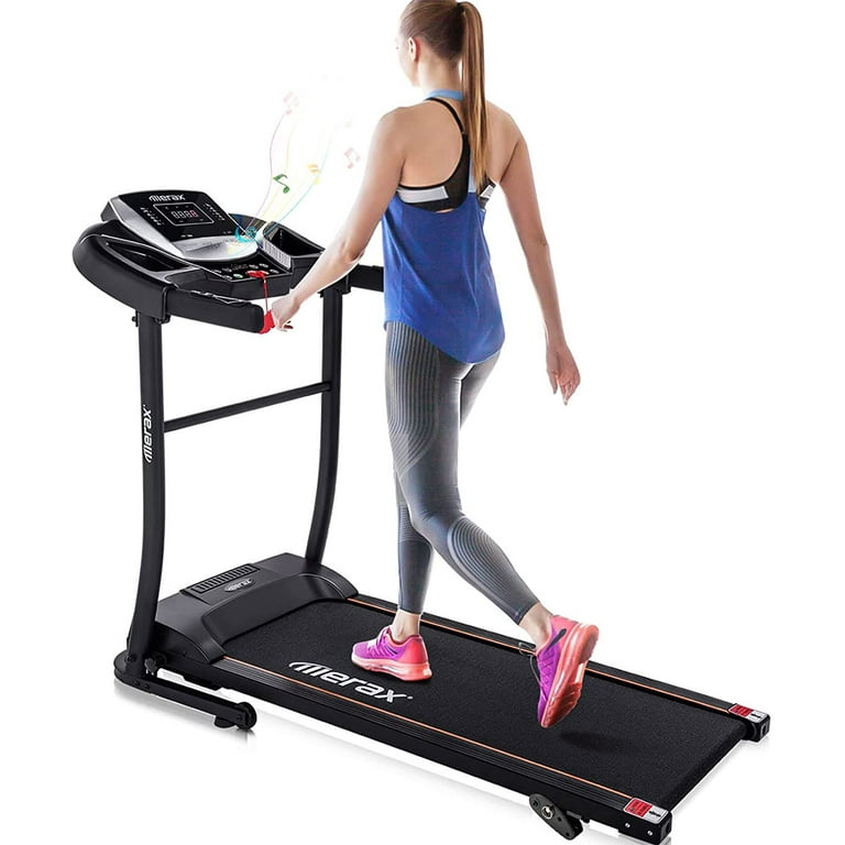 Electric Foldable Treadmill with Transportation Wheels 15.7 Wide Tread Belt Treadmills for Home Digital Folding Exercise Machine w 12.8 KM h Max