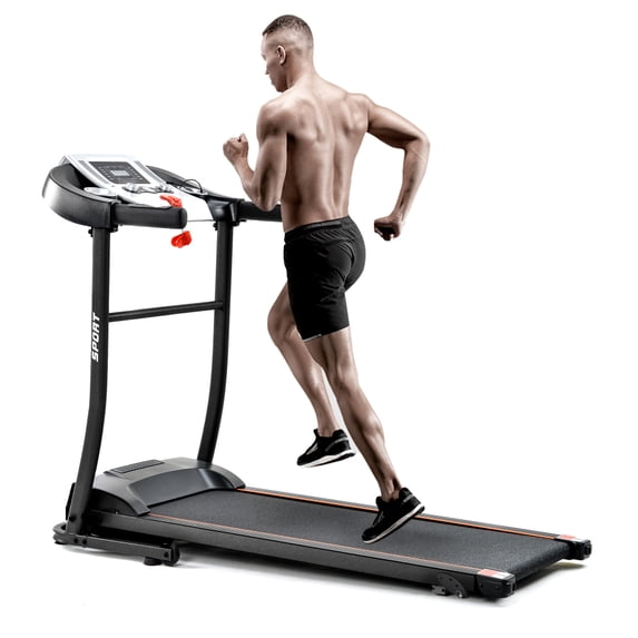 Electric Foldable Treadmill with Transportation Wheels, 15.8'' Wide Tread Belt Treadmills for Home, Digital Folding Exercise Machine w/ 7.5 MPH Max Speed for Home & Gym Cardio Fitness, S8502