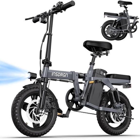INSDRGN Electric Folding Bike for Teenager and Adults, 10.4AH 48V Battery 14" Electric Bike 500W Motor, 28 Miles Range, Mini Ebike for City Commuter, UL2849