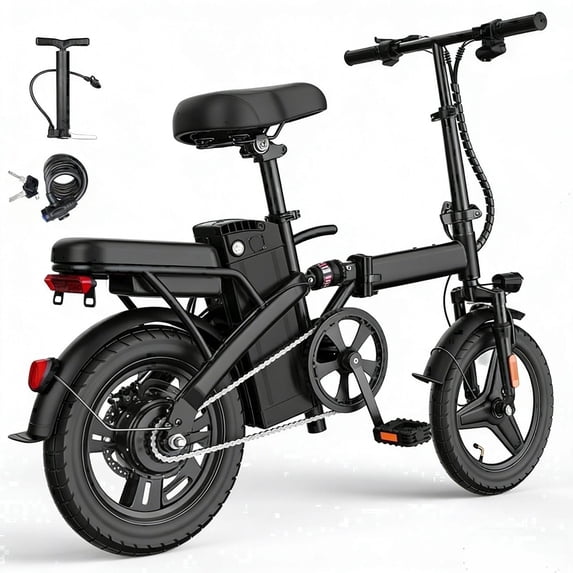 Electric Folding Bike for Teenager and Adults, 36V 12AH Removable Battery 14" Electric Bike 500W Motor, 20MPH 20+ Miles Range, Mini Ebike, Class 2, UL2849