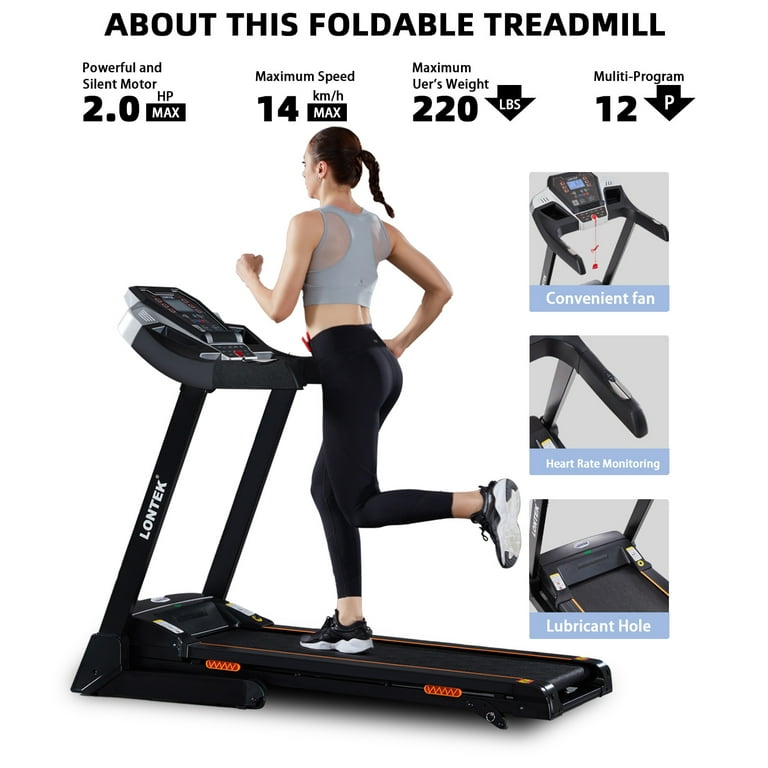 Electric Folding Treadmill For Home 220 Lbs Capacity Motorized Treadmill With Incline Aukfa Fitness Treadmill W Calories Monitor Spax App Cup Holder 16.5 Wide Tread Belt For Office Use Black Walmart.c...