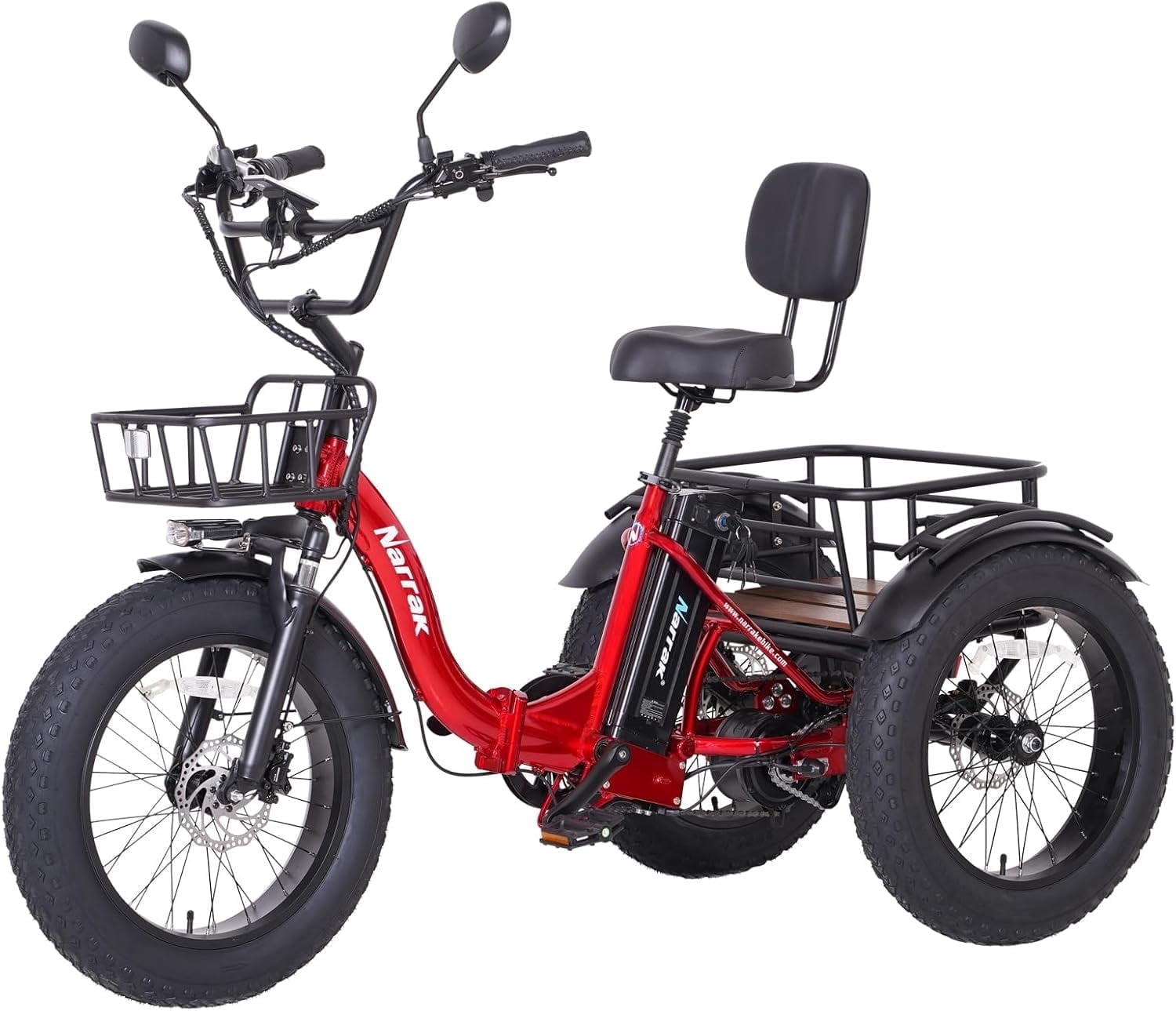 Electric Folding Tricycle for Adults, 750W(Peak 1350W), 48V13Ah Ebike, 20"x4.0" Aluminum Folding Fat Tire 3 Wheel Electric Trike, Max 20MPH Hydraulic Brake, Rear Motor Differential