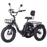 Electric Folding Tricycle for Adults, 750W(Peak 1350W), 48V13Ah Ebike, 20"x4.0" Aluminum Folding Fat Tire 3 Wheel Electric Trike, Max 20MPH Hydraulic Brake, Rear Motor Differential
