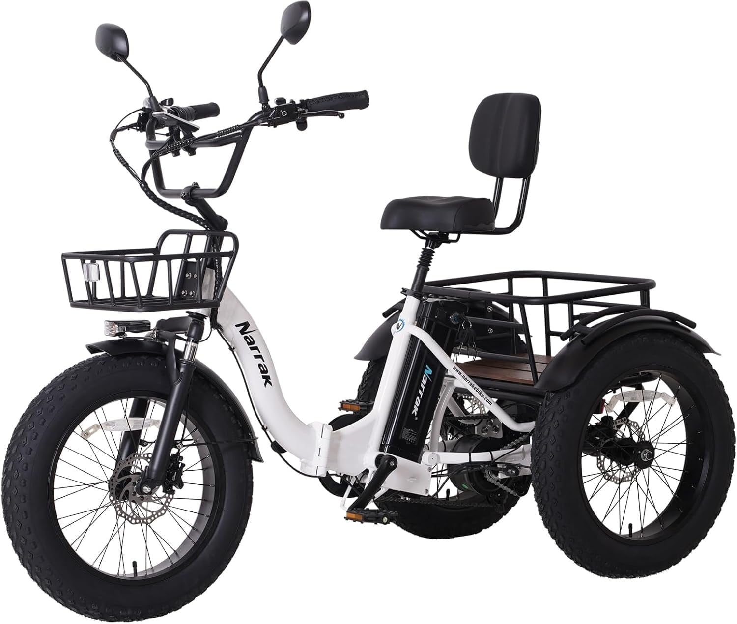 Electric Folding Tricycle for Adults, 750W(Peak 1350W), 48V13Ah Ebike, 20"x4.0" Aluminum Folding Fat Tire 3 Wheel Electric Trike, Max 20MPH Hydraulic Brake, Rear Motor Differential