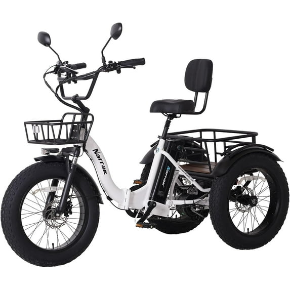 Electric Folding Tricycle for Adults, 750W(Peak 1350W), 48V13Ah Ebike, 20"x4.0" Aluminum Folding Fat Tire 3 Wheel Electric Trike, Max 20MPH Hydraulic Brake, Rear Motor Differential