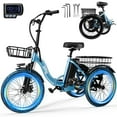 thumbnail image 1 of Qlife Electric Tricycle for Adults, Peak 750W Brushless Motor Folding Trike Ebike, Step-Thru 3 Wheel Electric Bicycle, Up to 50 Miles Blue, 1 of 6