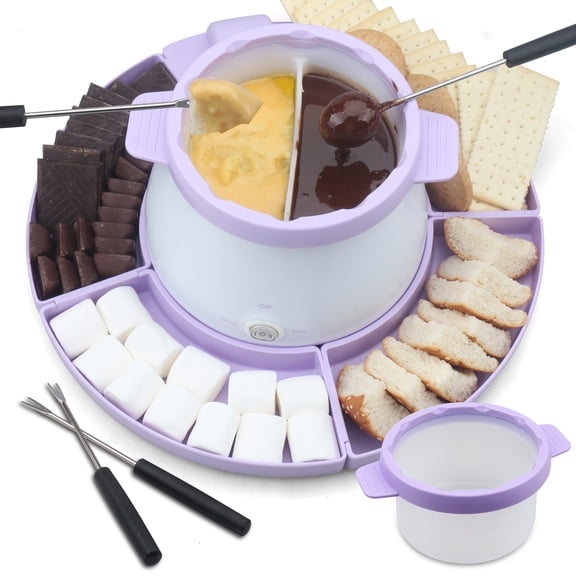 Electric Fondue Pot Set, 2.5-Cup Chocolate & Candy Melting Pot with Forks, Purple - TPKJAM
