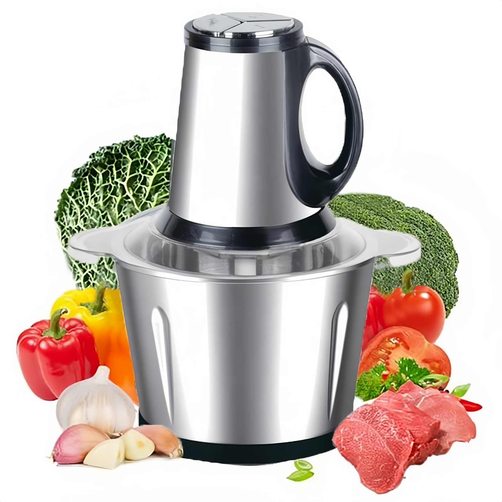 Electric Food Chopper, 3L Meat Grinder Food Processor Stainless Steel ...