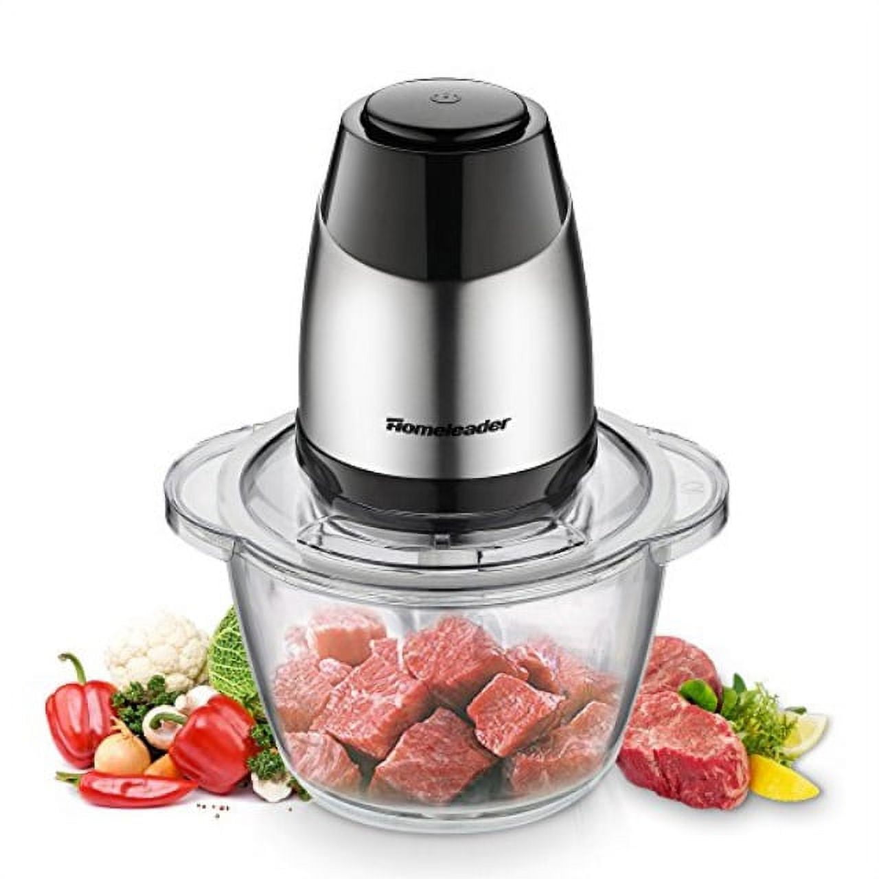 Stainless Steel 5-Cup Electric Food Processor with Glass Bowl