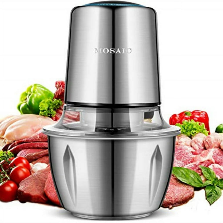 Electric Food Chopper, MOSAIC 400W Food Processor with Titanium Coating  Blades and 1.5L Stainless Steel Bowl, 2 Speed Kitchen Meat Grinder Mincer  for