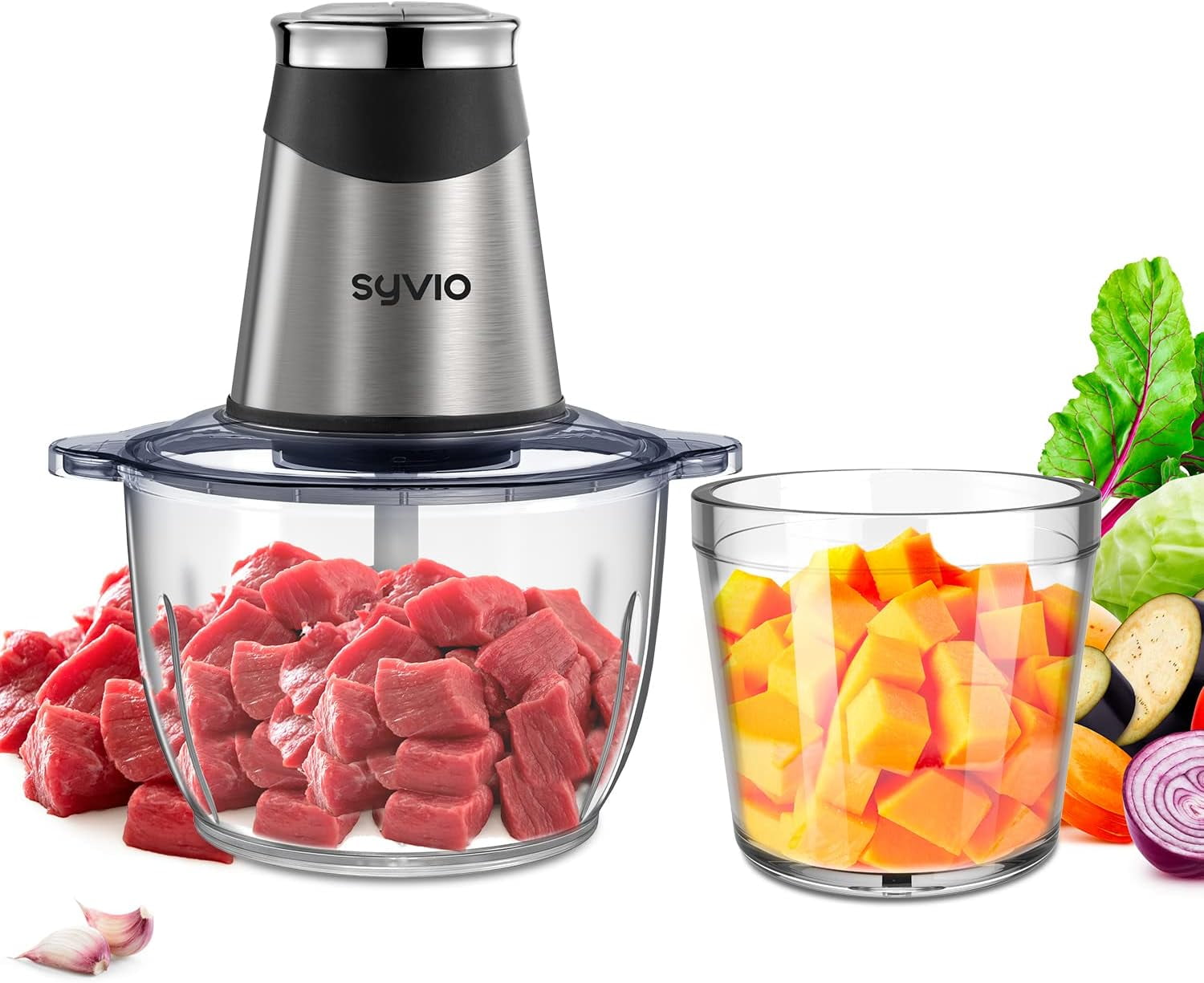 Electric Food Chopper, Food Processor,Glass Bowl Grinder for Meat