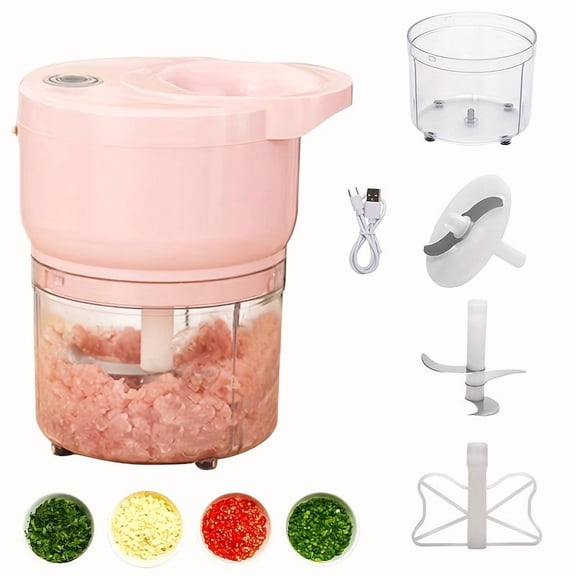 Electric Food Chopper with Cordless Portable Design, Garlic Chopper for Meat, Veggies and Eggs