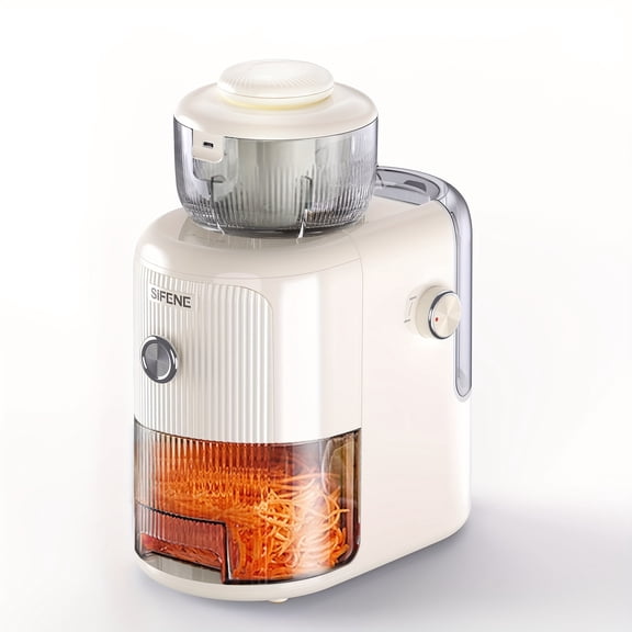 Electric Food Processor with Four Stainless Steel Blades for Grating and Slicing, Includes Large Prep Bowl, Family-Safe Design for Easy Kitchen Use