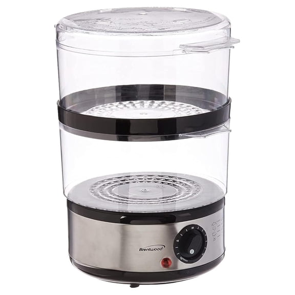 Electric Food Steamer 2 Tier, 5 Quart - Stainless Steel Kitchen Steamer for Vegetables, Meat & Seafood - 400W Fast Cooking, 60 Minute Timer, Auto Shut-Off